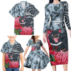 Personalised Tasmanian Devil Australia Family Matching Long Sleeve Bodycon Dress and Hawaiian Shirt Waratah Indigenous Art - Aussie Hoodie