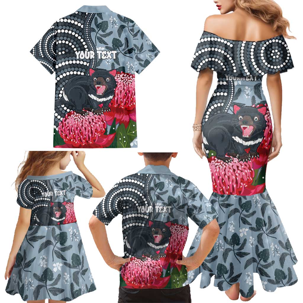 Personalised Tasmanian Devil Australia Family Matching Mermaid Dress and Hawaiian Shirt Waratah Indigenous Art - Aussie Hoodie