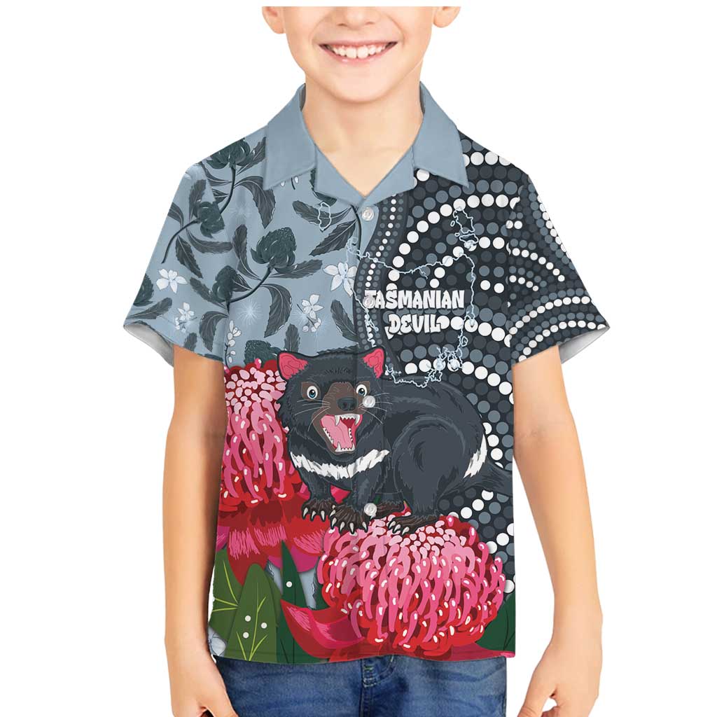 Personalised Tasmanian Devil Australia Family Matching Mermaid Dress and Hawaiian Shirt Waratah Indigenous Art - Aussie Hoodie
