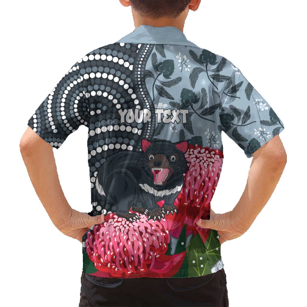 Personalised Tasmanian Devil Australia Family Matching Off Shoulder Maxi Dress and Hawaiian Shirt Waratah Indigenous Art - Aussie Hoodie