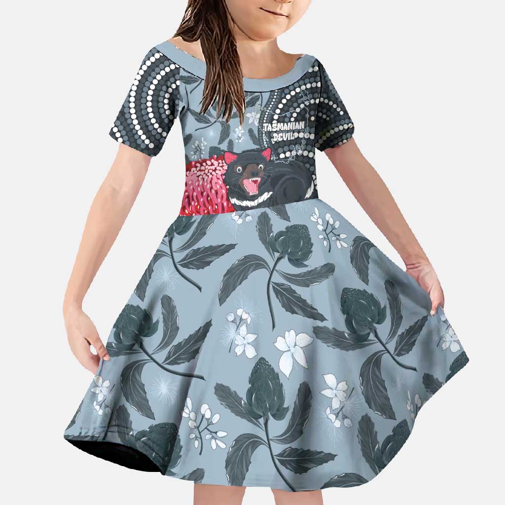 Personalised Tasmanian Devil Australia Family Matching Off Shoulder Maxi Dress and Hawaiian Shirt Waratah Indigenous Art - Aussie Hoodie