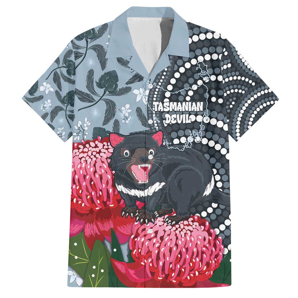 Personalised Tasmanian Devil Australia Family Matching Off Shoulder Maxi Dress and Hawaiian Shirt Waratah Indigenous Art - Aussie Hoodie
