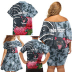 Personalised Tasmanian Devil Australia Family Matching Off Shoulder Short Dress and Hawaiian Shirt Waratah Indigenous Art - Aussie Hoodie