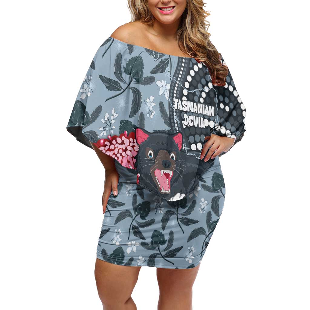 Personalised Tasmanian Devil Australia Family Matching Off Shoulder Short Dress and Hawaiian Shirt Waratah Indigenous Art - Aussie Hoodie