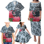 Personalised Tasmanian Devil Australia Family Matching Puletasi and Hawaiian Shirt Waratah Indigenous Art - Aussie Hoodie