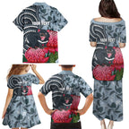Personalised Tasmanian Devil Australia Family Matching Puletasi and Hawaiian Shirt Waratah Indigenous Art - Aussie Hoodie