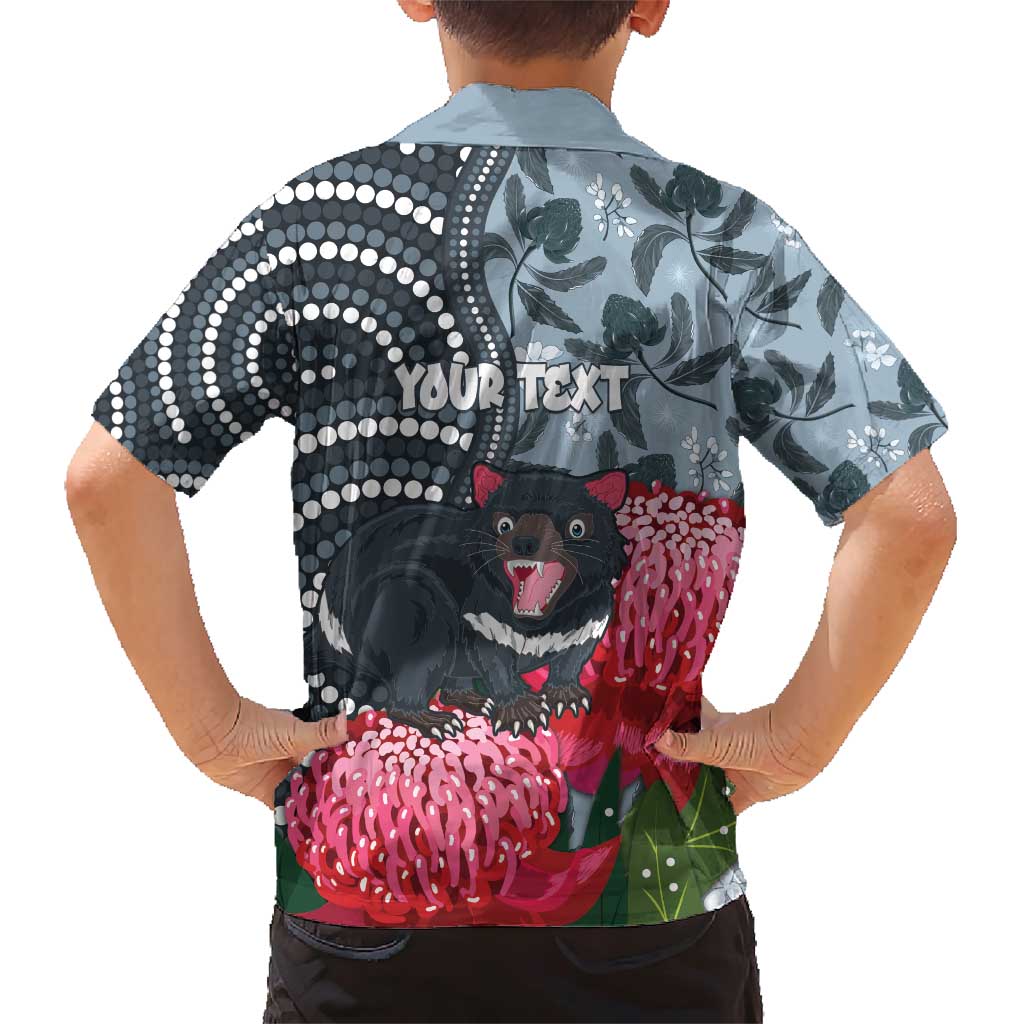 Personalised Tasmanian Devil Australia Family Matching Short Sleeve Bodycon Dress and Hawaiian Shirt Waratah Indigenous Art - Aussie Hoodie