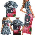 Personalised Tasmanian Devil Australia Family Matching Short Sleeve Bodycon Dress and Hawaiian Shirt Waratah Indigenous Art - Aussie Hoodie