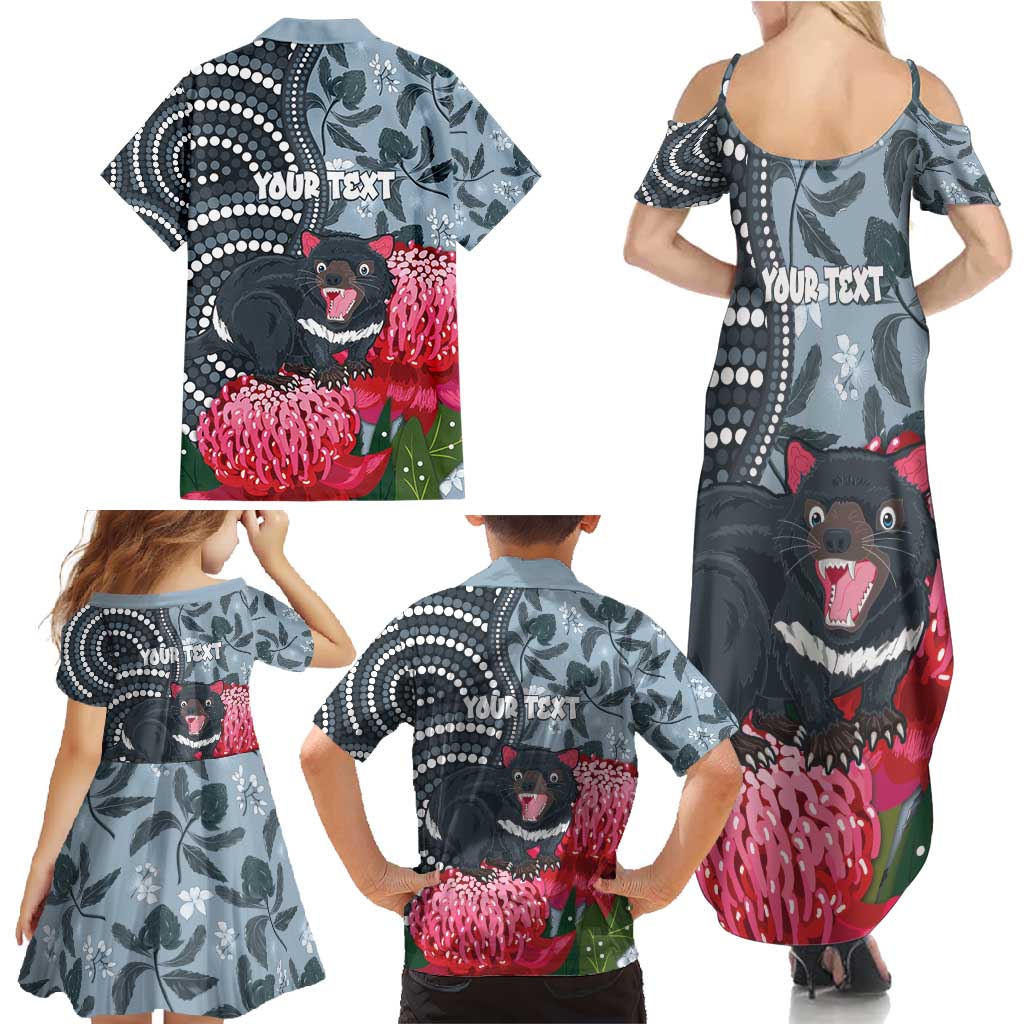 Personalised Tasmanian Devil Australia Family Matching Summer Maxi Dress and Hawaiian Shirt Waratah Indigenous Art - Aussie Hoodie