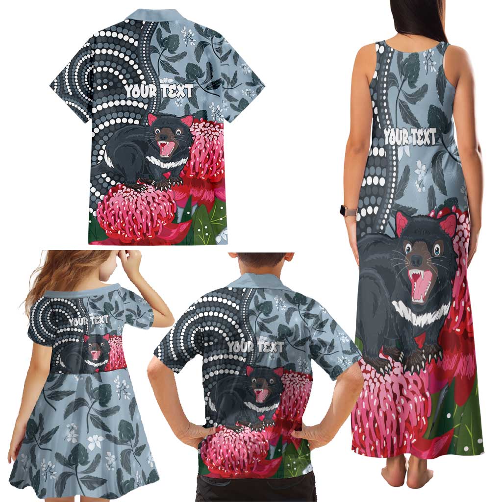 Personalised Tasmanian Devil Australia Family Matching Tank Maxi Dress and Hawaiian Shirt Waratah Indigenous Art - Aussie Hoodie