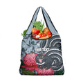 Personalised Tasmanian Devil Australia Grocery Bag Waratah Indigenous Art - Aussie Hoodie