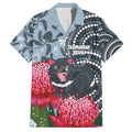 Personalised Tasmanian Devil Australia Hawaiian Shirt Waratah Indigenous Art - Aussie Hoodie