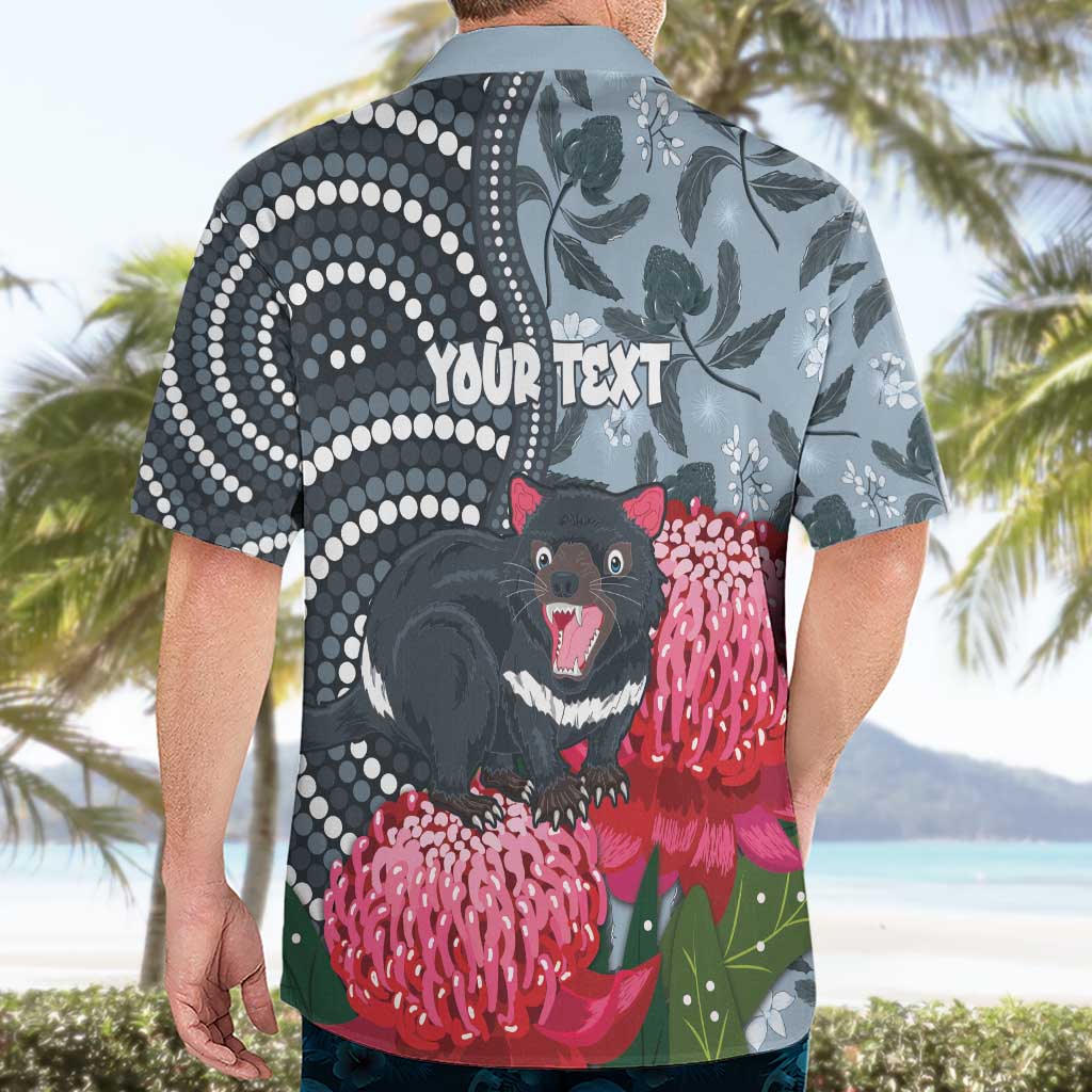 Personalised Tasmanian Devil Australia Hawaiian Shirt Waratah Indigenous Art - Aussie Hoodie
