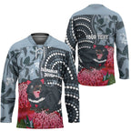 Personalised Tasmanian Devil Australia Hockey Jersey Waratah Indigenous Art - Aussie Hoodie