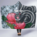 Personalised Tasmanian Devil Australia Hooded Blanket Waratah Indigenous Art - Aussie Hoodie