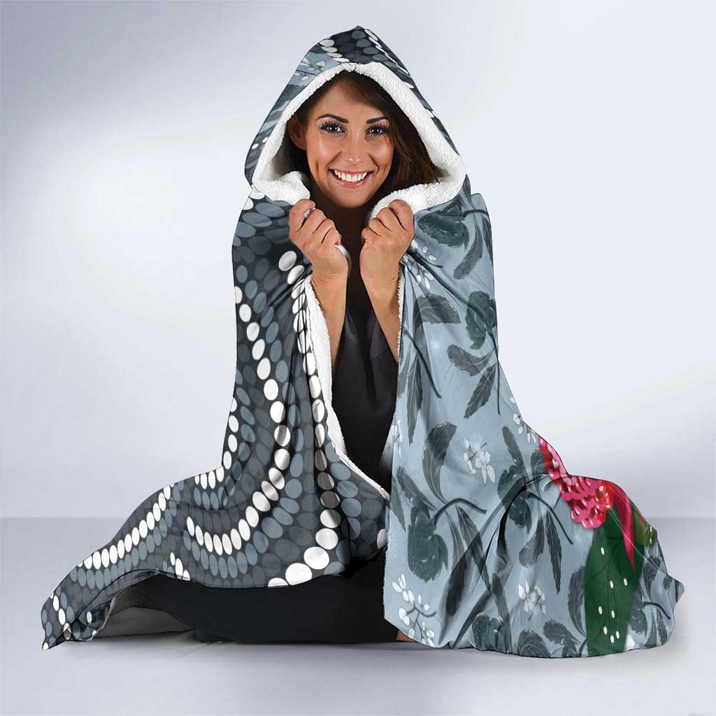 Personalised Tasmanian Devil Australia Hooded Blanket Waratah Indigenous Art - Aussie Hoodie