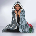 Personalised Tasmanian Devil Australia Hooded Blanket Waratah Indigenous Art - Aussie Hoodie