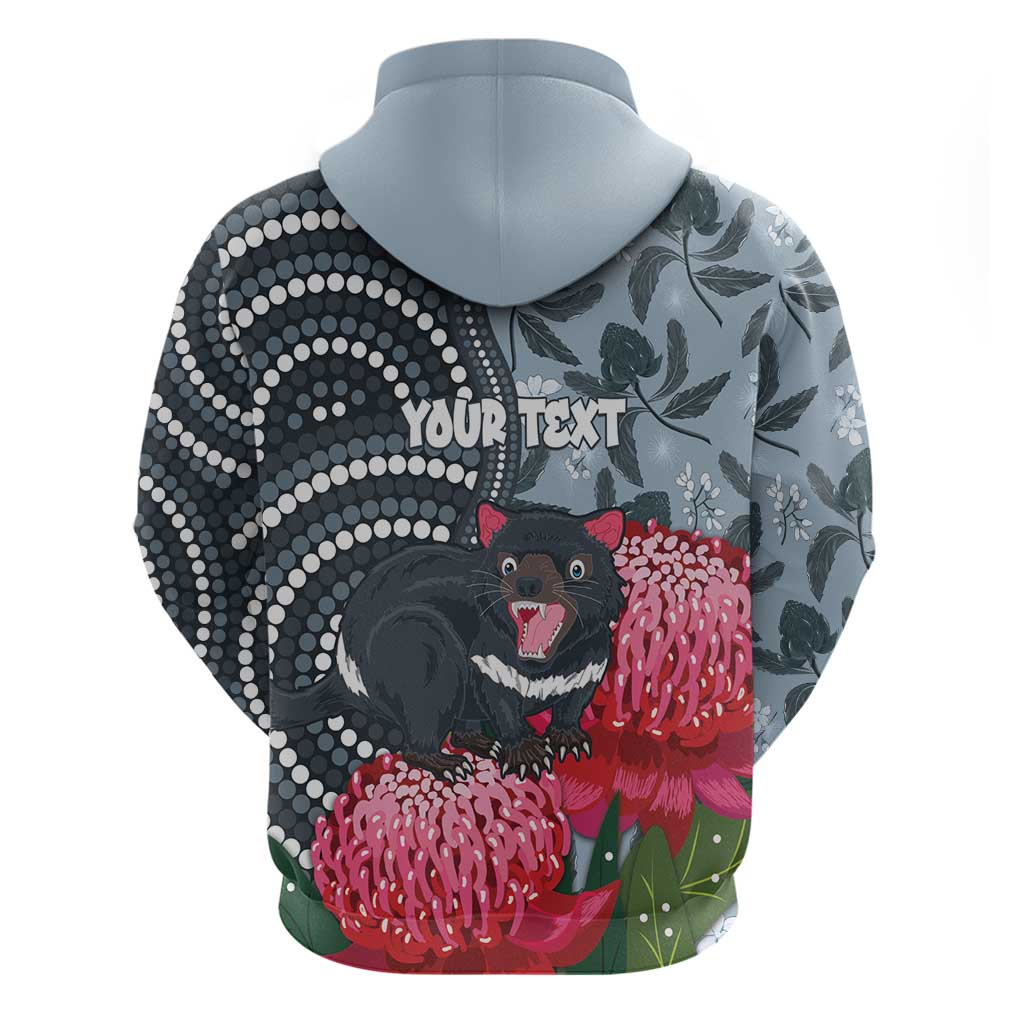 Personalised Tasmanian Devil Australia Hoodie Waratah Indigenous Art - Aussie Hoodie