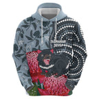 Personalised Tasmanian Devil Australia Hoodie Waratah Indigenous Art - Aussie Hoodie