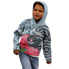 Personalised Tasmanian Devil Australia Kid Hoodie Waratah Indigenous Art - Aussie Hoodie