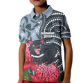 Personalised Tasmanian Devil Australia Kid Polo Shirt Waratah Indigenous Art - Aussie Hoodie