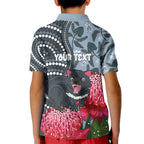 Personalised Tasmanian Devil Australia Kid Polo Shirt Waratah Indigenous Art - Aussie Hoodie
