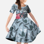 Personalised Tasmanian Devil Australia Kid Short Sleeve Dress Waratah Indigenous Art - Aussie Hoodie