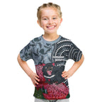 Personalised Tasmanian Devil Australia Kid T Shirt Waratah Indigenous Art - Aussie Hoodie