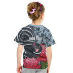 Personalised Tasmanian Devil Australia Kid T Shirt Waratah Indigenous Art - Aussie Hoodie