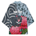 Personalised Tasmanian Devil Australia Kimono Waratah Indigenous Art - Aussie Hoodie