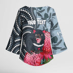 Personalised Tasmanian Devil Australia Kimono Sleeve Blouse Waratah Indigenous Art - Aussie Hoodie