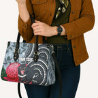 Personalised Tasmanian Devil Australia Leather Bag Waratah Indigenous Art - Aussie Hoodie