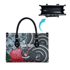 Personalised Tasmanian Devil Australia Leather Bag Waratah Indigenous Art - Aussie Hoodie