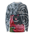 Personalised Tasmanian Devil Australia Long Sleeve Shirt Waratah Indigenous Art - Aussie Hoodie