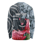 Personalised Tasmanian Devil Australia Long Sleeve Shirt Waratah Indigenous Art - Aussie Hoodie