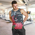 Personalised Tasmanian Devil Australia Men Tank Top Waratah Indigenous Art - Aussie Hoodie