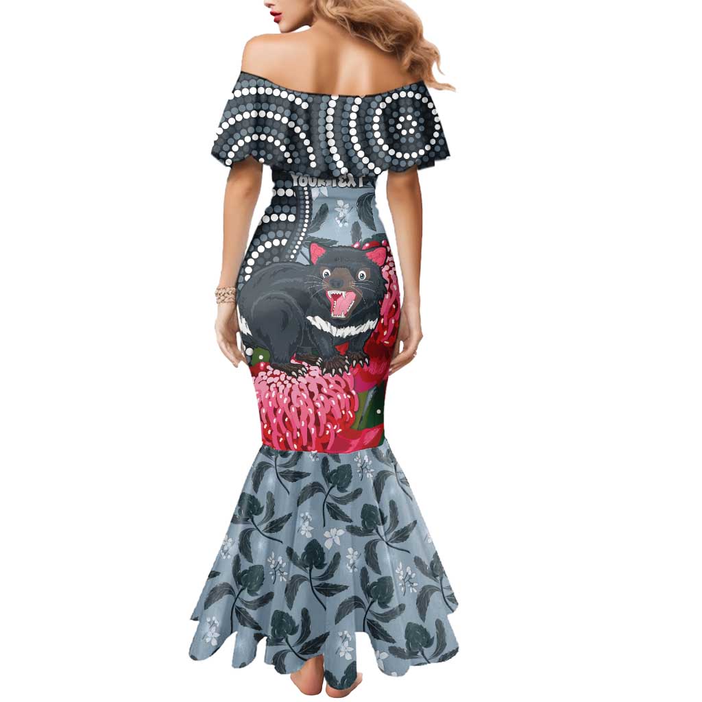 Personalised Tasmanian Devil Australia Mermaid Dress Waratah Indigenous Art - Aussie Hoodie