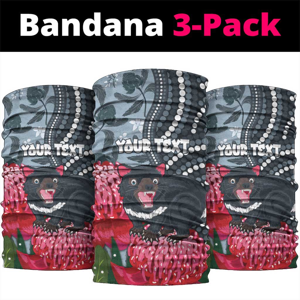 Personalised Tasmanian Devil Australia Neck Gaiter Waratah Indigenous Art - Aussie Hoodie