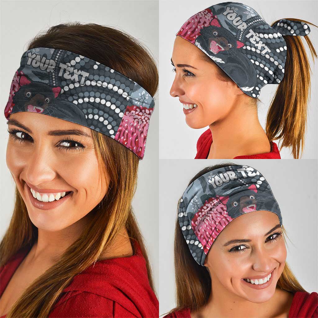 Personalised Tasmanian Devil Australia Neck Gaiter Waratah Indigenous Art - Aussie Hoodie