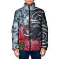 Personalised Tasmanian Devil Australia Padded Jacket Waratah Indigenous Art - Aussie Hoodie