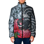 Personalised Tasmanian Devil Australia Padded Jacket Waratah Indigenous Art - Aussie Hoodie