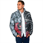 Personalised Tasmanian Devil Australia Padded Jacket Waratah Indigenous Art - Aussie Hoodie