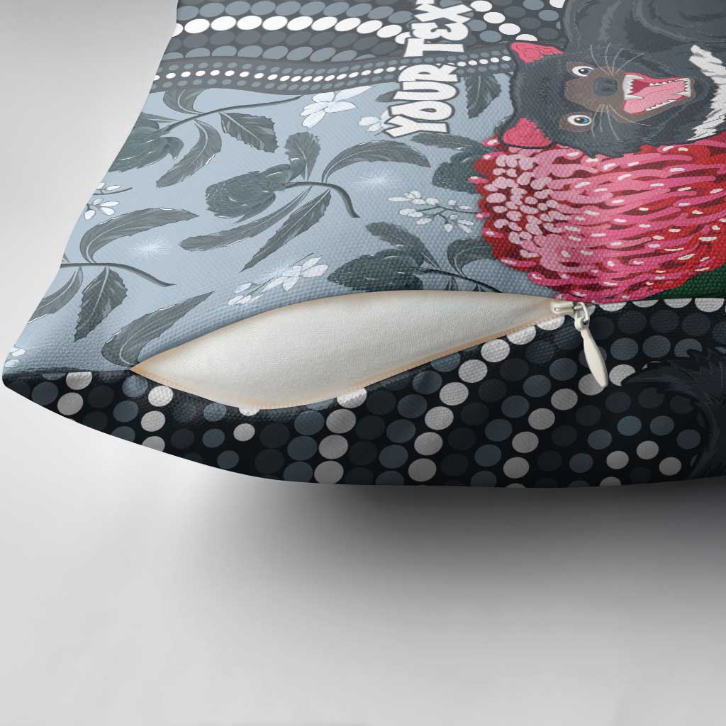 Personalised Tasmanian Devil Australia Pillow Cover Waratah Indigenous Art - Aussie Hoodie
