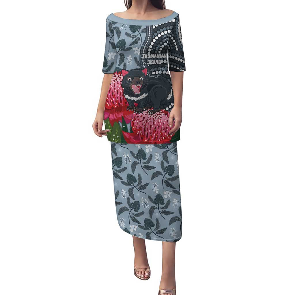 Personalised Tasmanian Devil Australia Puletasi Waratah Indigenous Art - Aussie Hoodie