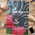 Personalised Tasmanian Devil Australia Puzzle Waratah Indigenous Art - Aussie Hoodie