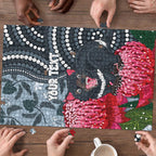 Personalised Tasmanian Devil Australia Puzzle Waratah Indigenous Art - Aussie Hoodie
