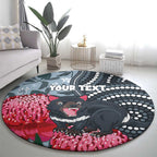 Personalised Tasmanian Devil Australia Round Carpet Waratah Indigenous Art - Aussie Hoodie