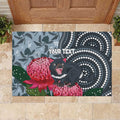 Personalised Tasmanian Devil Australia Rubber Doormat Waratah Indigenous Art - Aussie Hoodie
