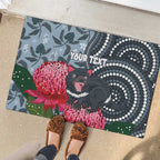 Personalised Tasmanian Devil Australia Rubber Doormat Waratah Indigenous Art - Aussie Hoodie
