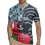 Personalised Tasmanian Devil Australia Rugby Jersey Waratah Indigenous Art - Aussie Hoodie